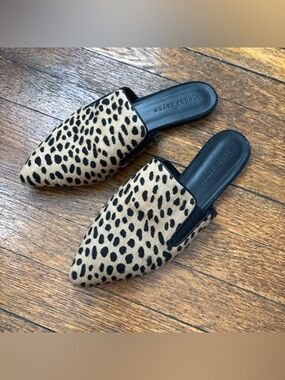 Jenni Kayne Leopard Print Calf Hair Pointed Toe Mule